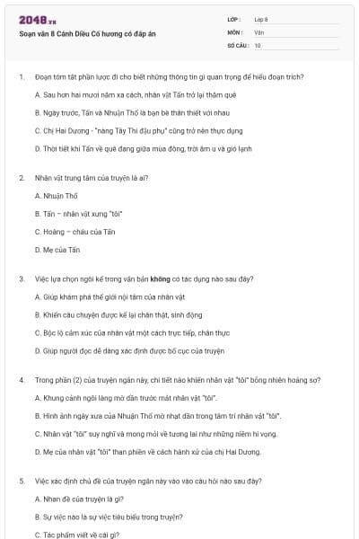 Soạn văn 8 Cánh Diều Cố hương có đáp án