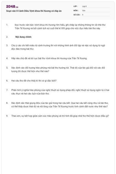 Soạn văn 8 Cánh Diều Vịnh khoa thi Hương có đáp án