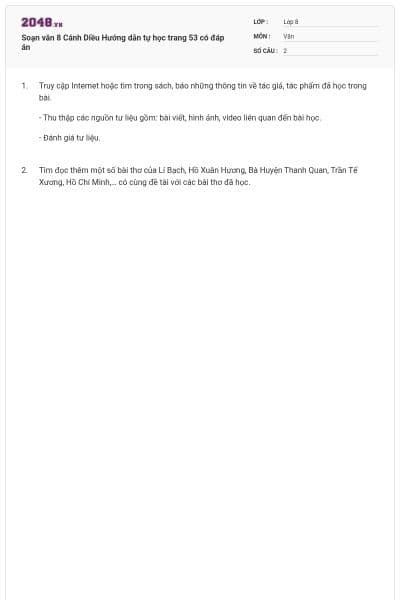 Soạn văn 8 Cánh Diều Hướng dẫn tự học trang 53 có đáp án