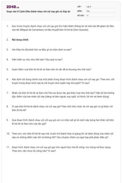 Soạn văn 8 Cánh Diều Đánh nhau với cối xay gió có đáp án