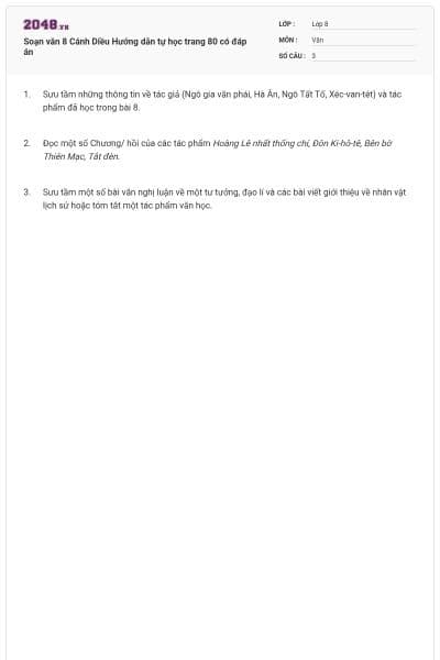 Soạn văn 8 Cánh Diều Hướng dẫn tự học trang 80 có đáp án