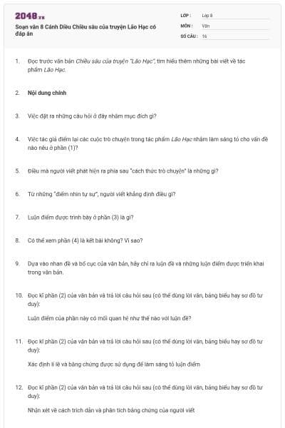 Soạn văn 8 Cánh Diều Chiều sâu của truyện Lão Hạc có đáp án