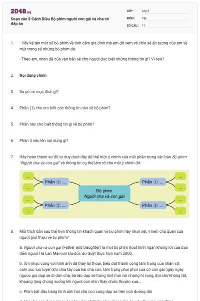 Soạn văn 8 Cánh Diều Bộ phim người con gái và cha có đáp án