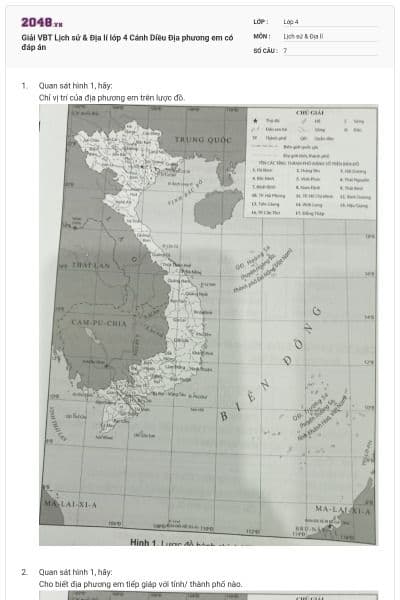Giải VBT Lịch sử & Địa lí lớp 4 Cánh Diều Địa phương em có đáp án