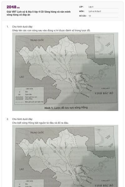 Giải VBT Lịch sử & Địa lí lớp 4 CD Sông hồng và văn minh sông hồng có đáp án