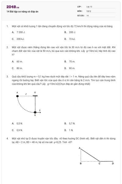 14 Bài tập cơ năng có đáp án