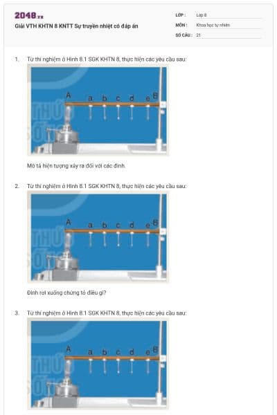 Giải VTH KHTN 8 KNTT Sự truyền nhiệt có đáp án