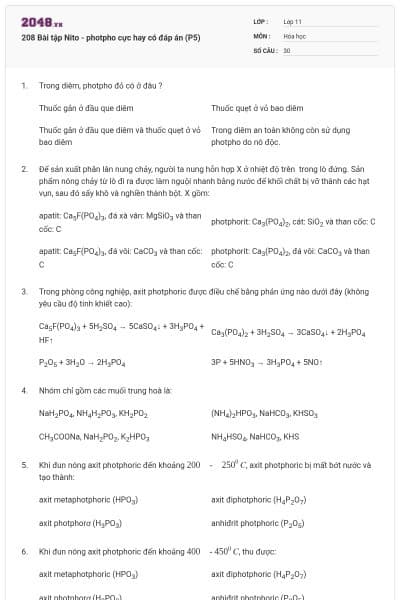 208 Bài tập Nito - photpho cực hay có đáp án (P5)