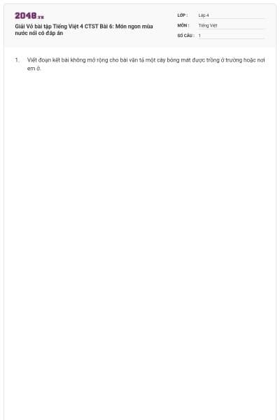 Giải Vở bài tập Tiếng Việt 4 CTST Bài 6: Món ngon mùa nước nổi có đáp án