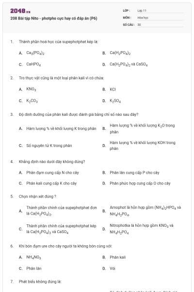 208 Bài tập Nito - photpho cực hay có đáp án (P6)