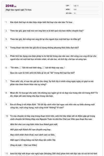 (Ngữ liệu ngoài sgk) Tờ hoa