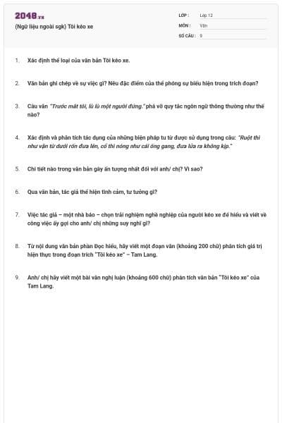 (Ngữ liệu ngoài sgk) Tôi kéo xe