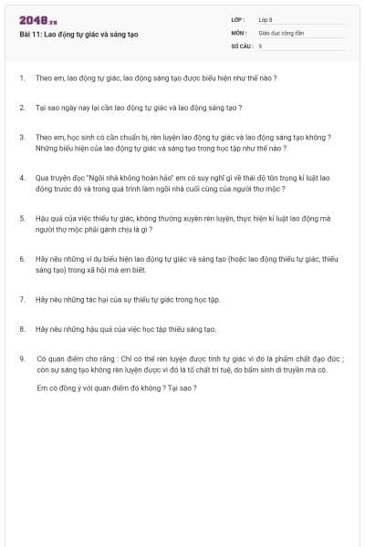 Bài 11: Lao động tự giác và sáng tạo