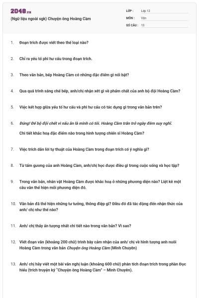 (Ngữ liệu ngoài sgk) Chuyện ông Hoàng Cầm