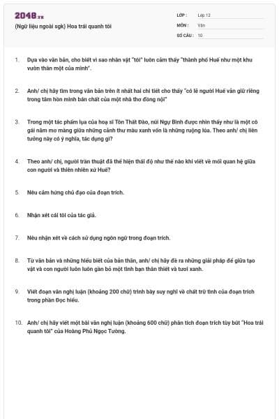 (Ngữ liệu ngoài sgk) Hoa trái quanh tôi