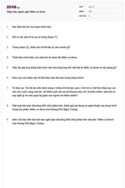 (Ngữ liệu ngoài sgk) Miền cỏ thơm