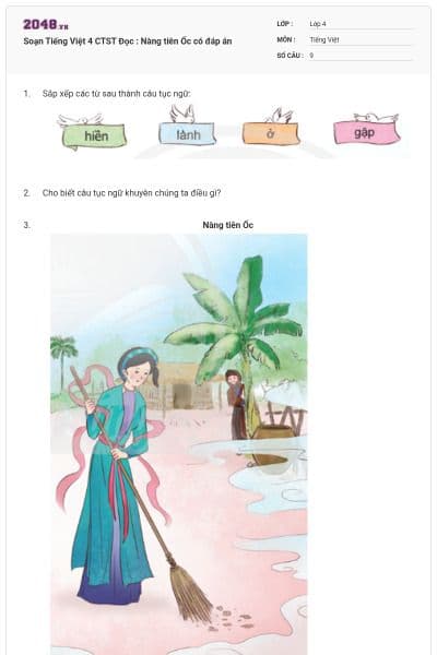 Soạn Tiếng Việt 4 CTST Đọc : Nàng tiên Ốc có đáp án
