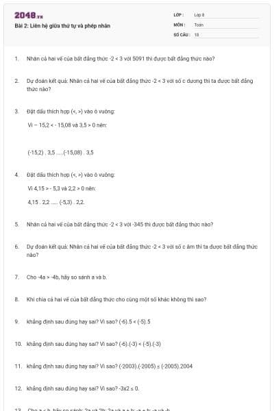 Bài 2: Liên hệ giữa thứ tự và phép nhân