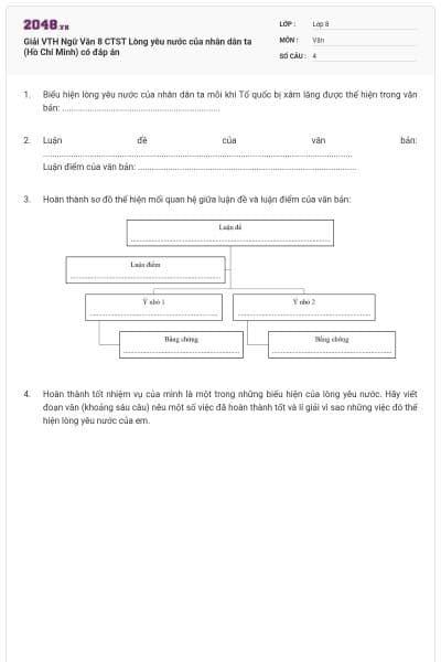Giải VTH Ngữ Văn 8 CTST Lòng yêu nước của nhân dân ta (Hồ Chí Minh) có đáp án