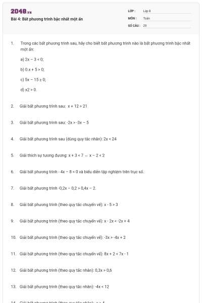 Bài 4: Bất phương trình bậc nhất một ẩn