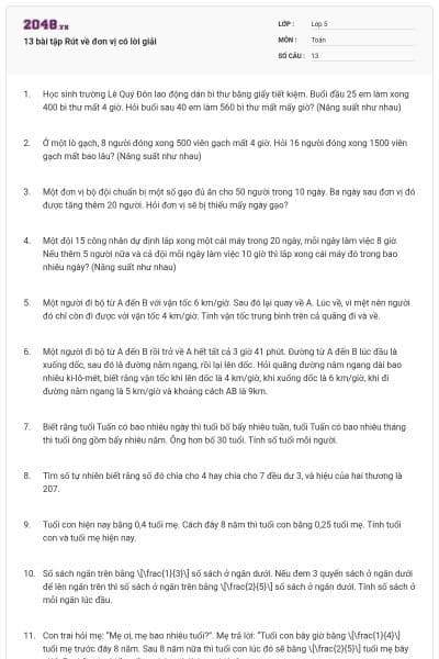 13 bài tập Rút về đơn vị có lời giải