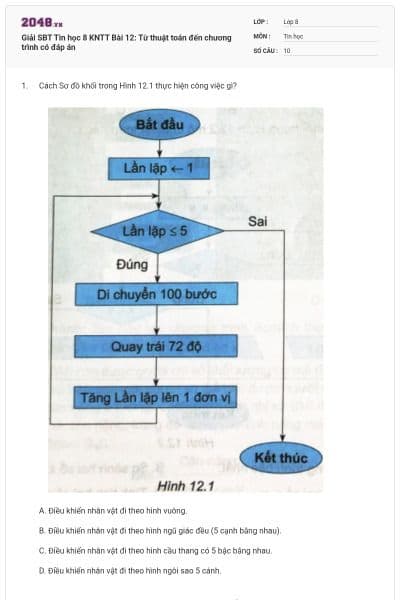 Giải SBT Tin học 8 KNTT Bài 12: Từ thuật toán đến chương trình có đáp án