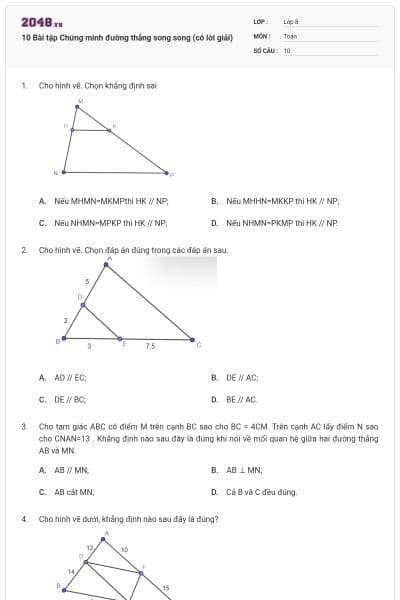 10 Bài tập Chứng minh đường thẳng song song (có lời giải)