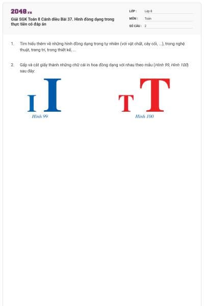 Giải SGK Toán 8 Cánh diều Bài 37. Hình đồng dạng trong thực tiễn có đáp án