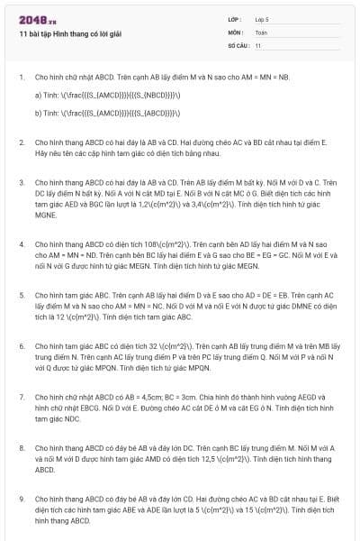 11 bài tập Hình thang có lời giải