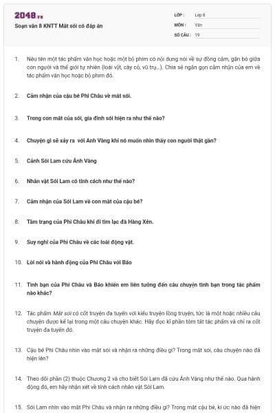 Soạn văn 8 KNTT Mắt sói có đáp án