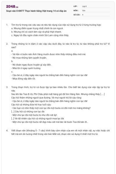 Soạn văn 8 KNTT Thực hành tiếng Việt trang 14 có đáp án