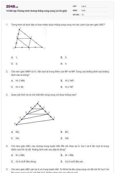 10 Bài tập Chứng minh đường thẳng song song (có lời giải)