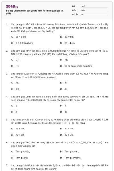 Bài tập Chứng minh các yếu tố hình học liên quan (có lời giải)
