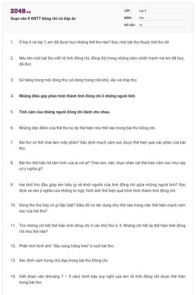 Soạn văn 8 KNTT Đồng chí có đáp án