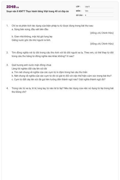 Soạn văn 8 KNTT Thực hành tiếng Việt trang 40 có đáp án