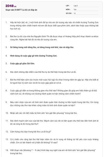 Soạn văn 8 KNTT Lá đỏ có đáp án