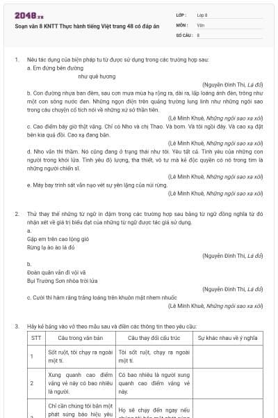 Soạn văn 8 KNTT Thực hành tiếng Việt trang 48 có đáp án