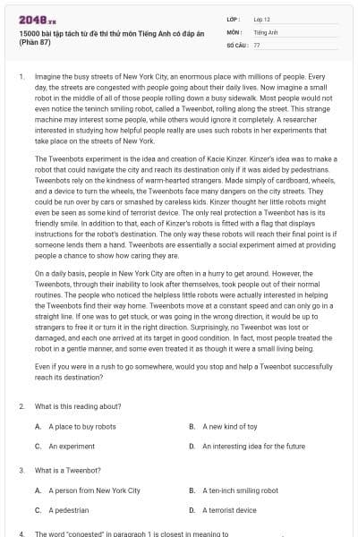 15000 bài tập tách từ đề thi thử môn Tiếng Anh có đáp án (Phần 87)