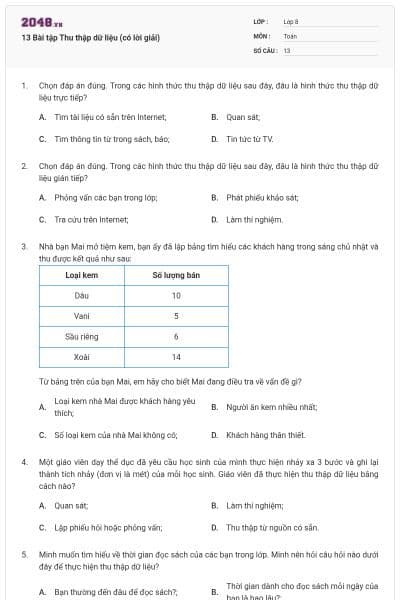 13 Bài tập Thu thập dữ liệu (có lời giải)