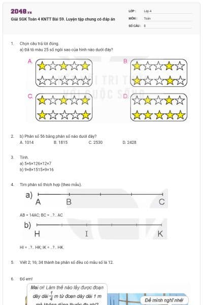 Giải SGK Toán 4 KNTT Bài 59. Luyện tập chung có đáp án