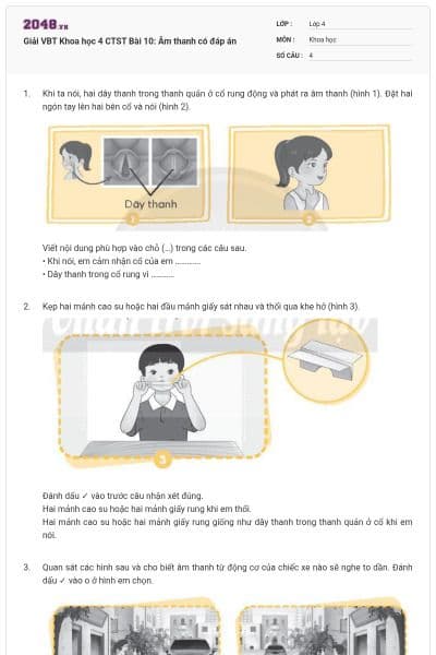 Giải VBT Khoa học 4 CTST Bài 10: Âm thanh có đáp án