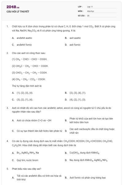 CÂU HỎI LÝ THUYẾT