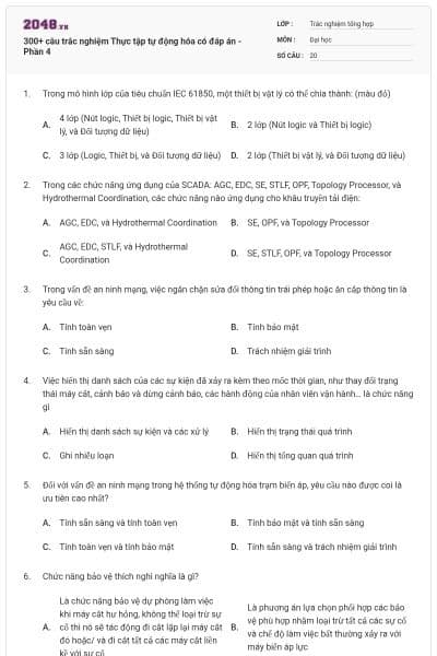 300+ câu trắc nghiệm Thực tập tự động hóa có đáp án - Phần 4