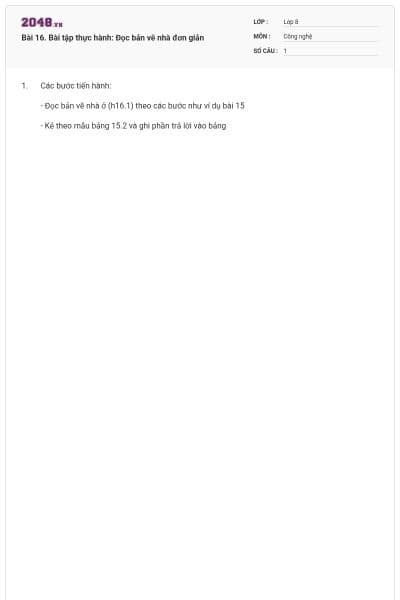 Bài 16. Bài tập thực hành: Đọc bản vẽ nhà đơn giản