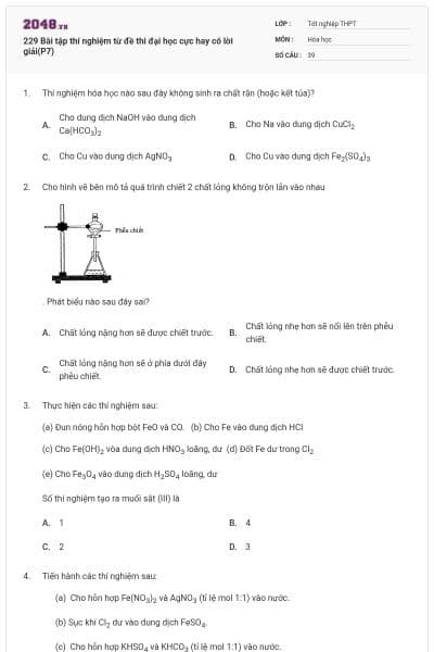 229 Bài tập thí nghiệm từ đề thi đại học cực hay có lời giải(P7)