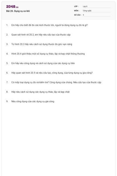 Bài 20. Dụng cụ cơ khí