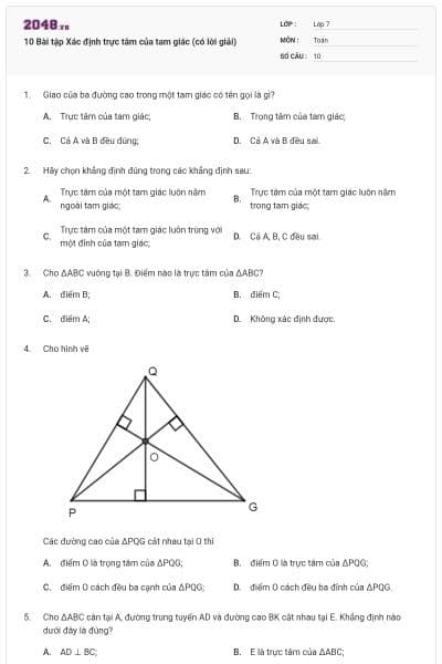 10 Bài tập Xác định trực tâm của tam giác (có lời giải)