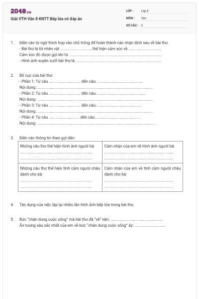 Giải VTH Văn 8 KNTT Bếp lửa có đáp án