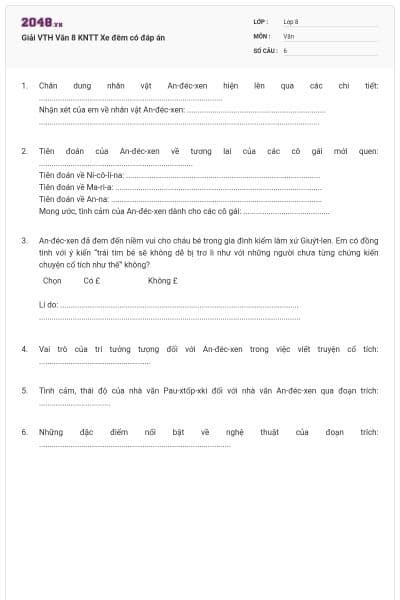 Giải VTH Văn 8 KNTT Xe đêm có đáp án