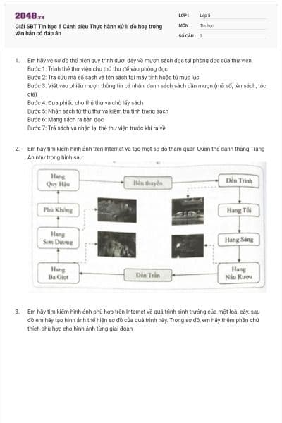 Giải SBT Tin học 8 Cánh diều Thực hành xử lí đồ hoạ trong văn bản có đáp án